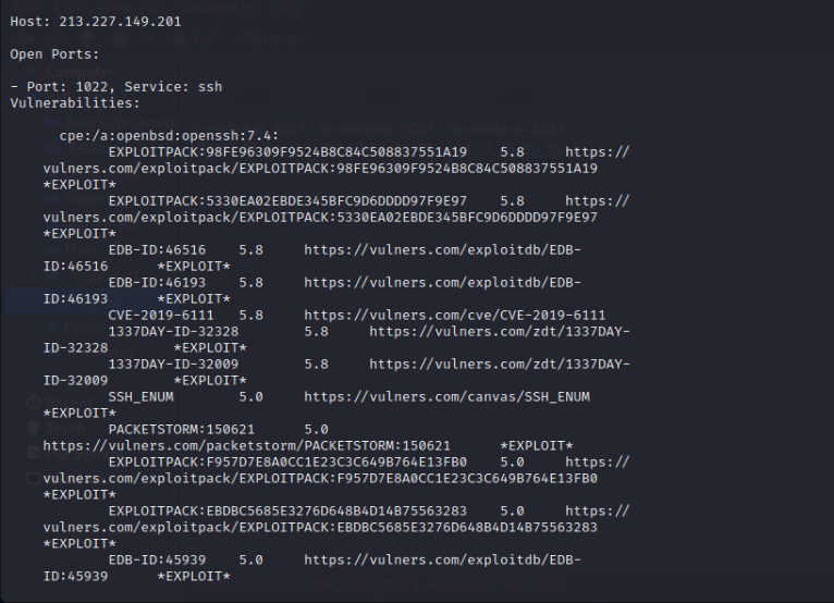 Open ports and CVEs