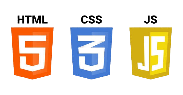 A picture of three logos for HTML 5, CSS 3 and JavaScript